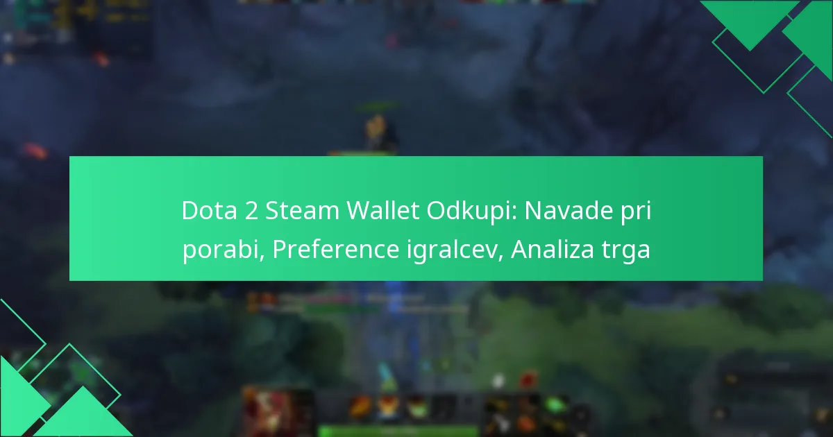 Dota 2 Steam Wallet Odkupi: Navade pri porabi, Preference igralcev, Analiza trga